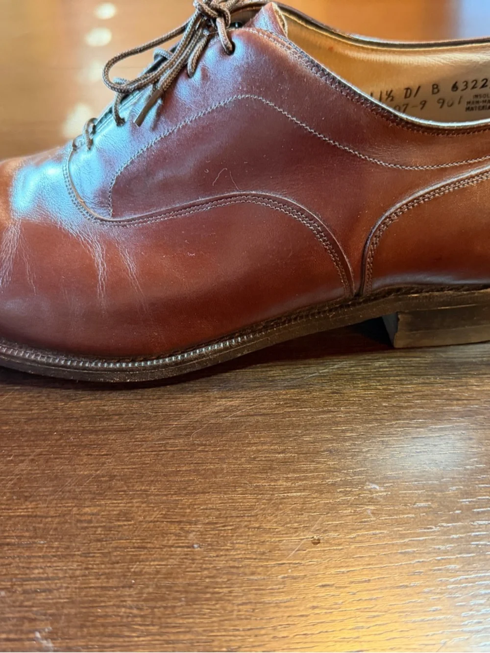 Vintage Johnston & Murphy Oxblood Plain Toe Derby Shoes 11.5 D Old Money